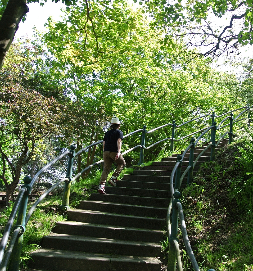 Climbing steps to Bellevue Park Lowestoft by Xtrahead
